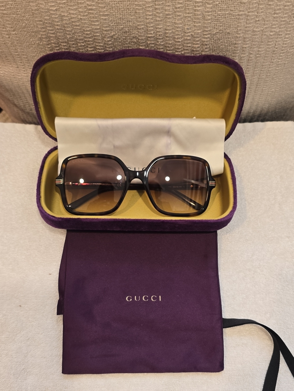 Gucci Oversized Brown Gradient Square Sunglasses with Tortoiseshell Frame